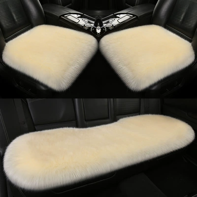 Rear Long Wool Single-Piece Car – Wool pad - beige-standard-version