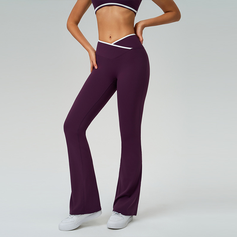 Transfronterizos europeos y estadounidenses desnudos, pantalones apretados, pantalones de cintura alta y piernas anchas, pantalones de boquilla, pantalones deportivos para mujeres, 8843