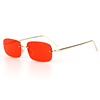 Fashionable quality square golden sunglasses, metal glasses, city style, wholesale