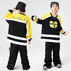 Children street dance fashion suit, children hip-hop loose hoodie set, boys and girls hip-hop handsome performance suit, autumn