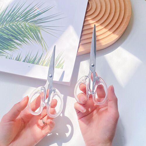 Unprinted style simple transparent small scissors lightweight portable scissors student office multifunctional handbook cutting tool