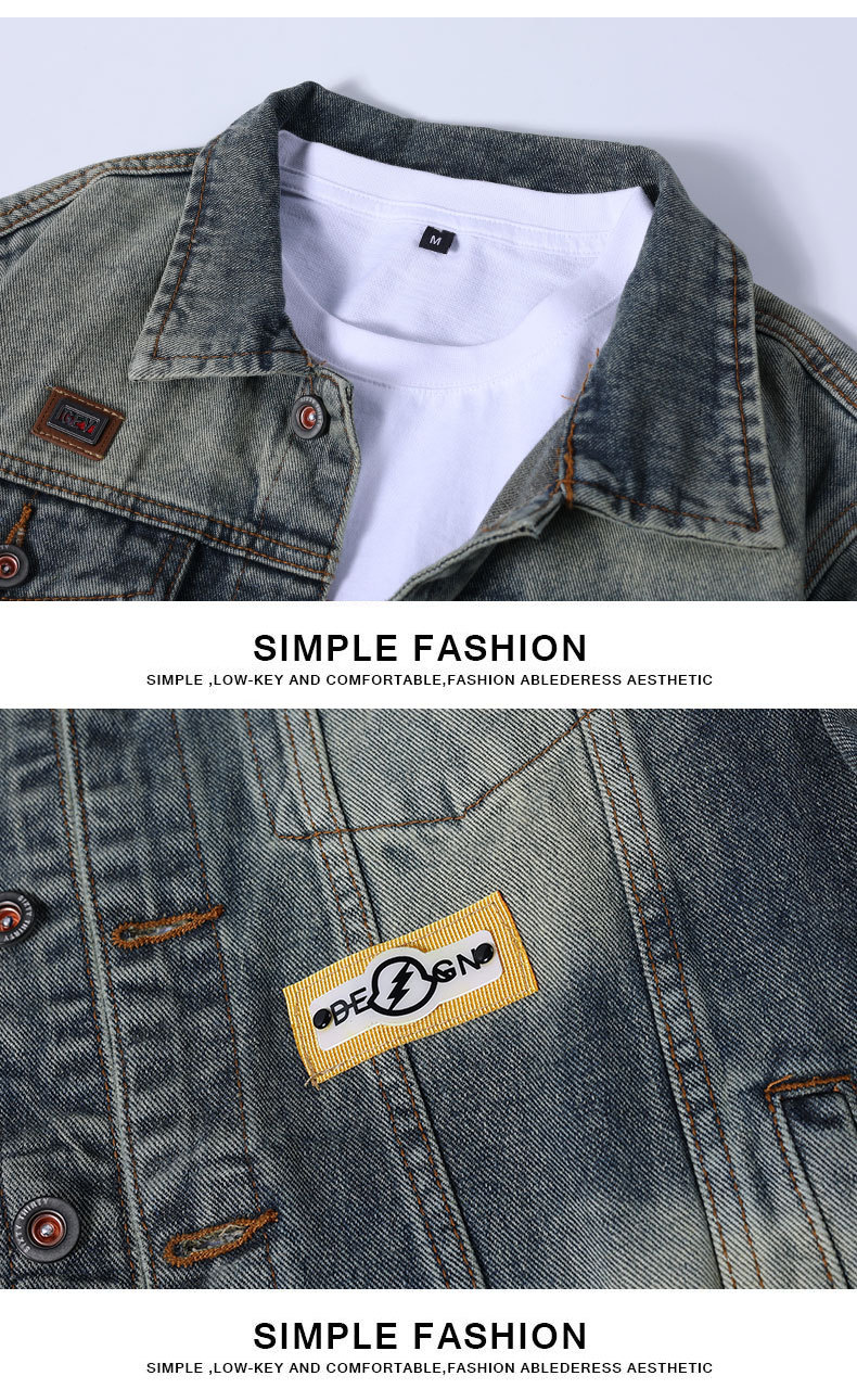Giacca di jeans uomo classica retro ampia con colletto a revers_voghion.com