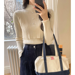 Breast-feeding Top 2024 Hot Mom's Autumn and Winter Outgoing Sweater for Late-stage Breast-feeding Mothers Wear Knitted Base-layer Shirt