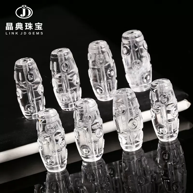 晶典珠宝 天然白水晶九眼桶珠diy饰品雕刻配件文玩复古配饰批发