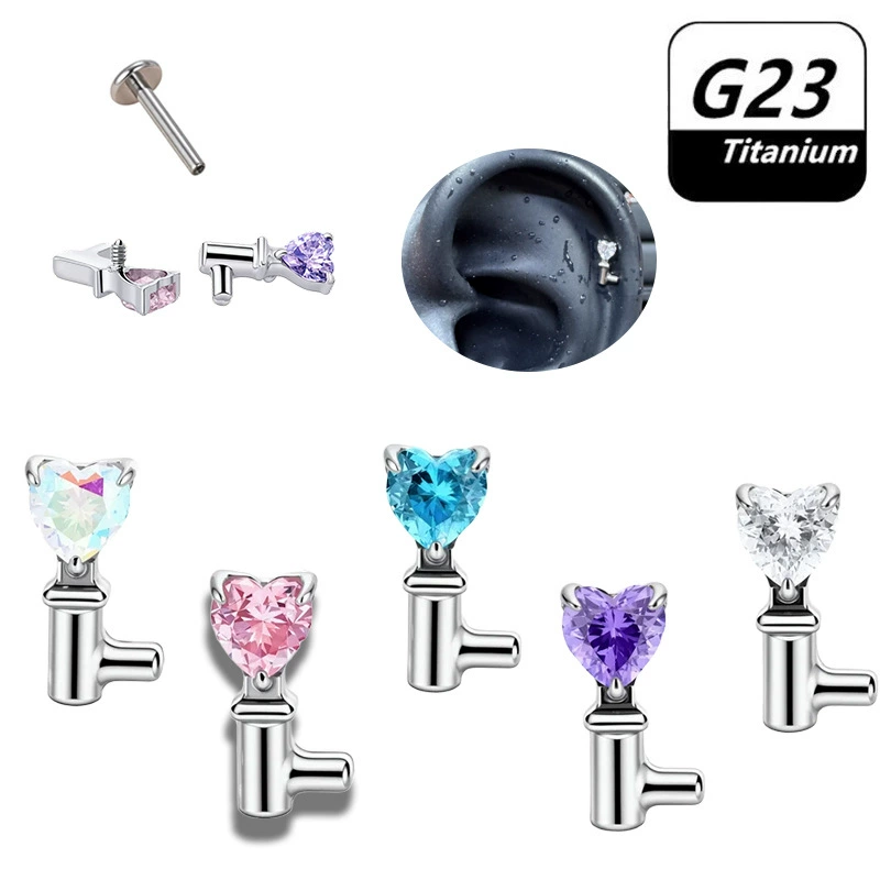 Geometric earrings with zircon, changeable accessories, piercing, DIY