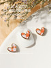 Japanese demi-season metal nail decoration, three dimensional tape heart-shaped, internet celebrity, french style, 5 pieces