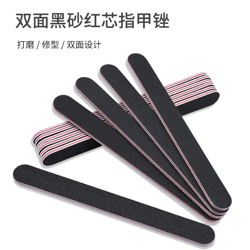Double-Sided Nail File, Black Red Core Polishing Strip, Nail File, Double-Sided Manicure Sanding Strip, Manicure Tool