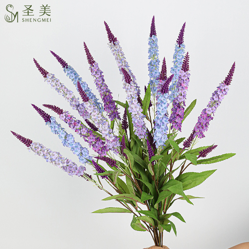 模擬造花、ススキ、セージ、一枝ススキ、リビングルームの家庭用家具、ラベンダー小麦の穂の花束、フラワーアート|undefined