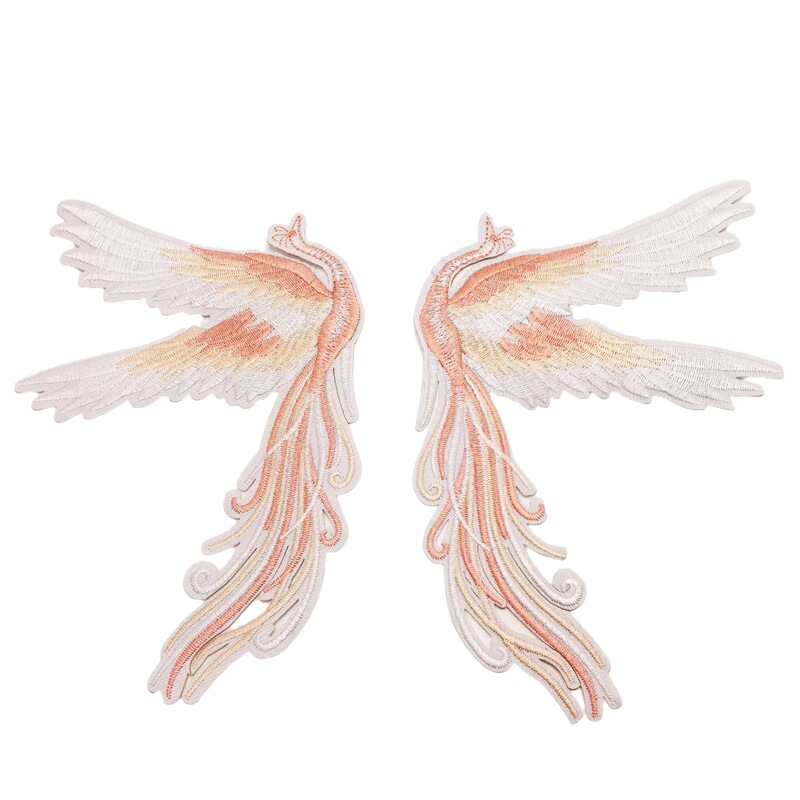 Chinese-Style Embroidered Large Cloth Patch with Exquisite Phoenix and Crane Designs, Magic Tape, Ancient Costume Hanfu Clothing Patch