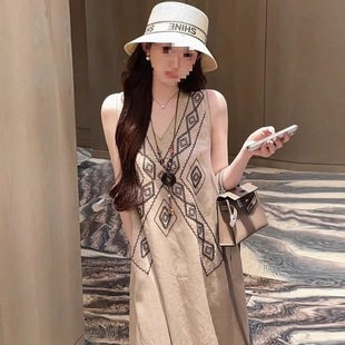 Nightgown for Women, Summer Style, Old Money Style, Long Loose Seaside Resort Style Long Skirt, Home Wear, Can Be Worn Outside