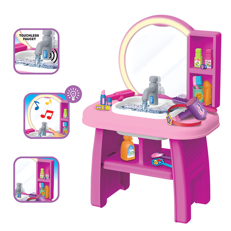 Transfronterizos niños simulación de vestir maquillaje con iluminación de inducción música joyería de niña juguetes caseros