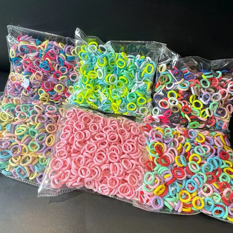 500 Packs Seamless Towel Ring Children's Rubber Band Baby Hair Band Does Not Harm Hair Rope Thumb Ring Girls' Head Rope