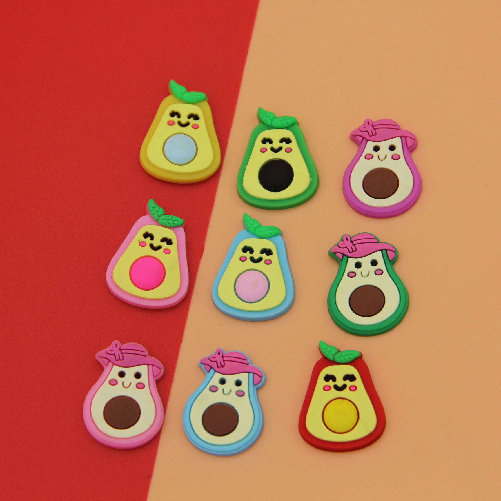 源头厂家批发PVC软胶牛油果发夹发圈贴片数据线配件立体滴胶工艺