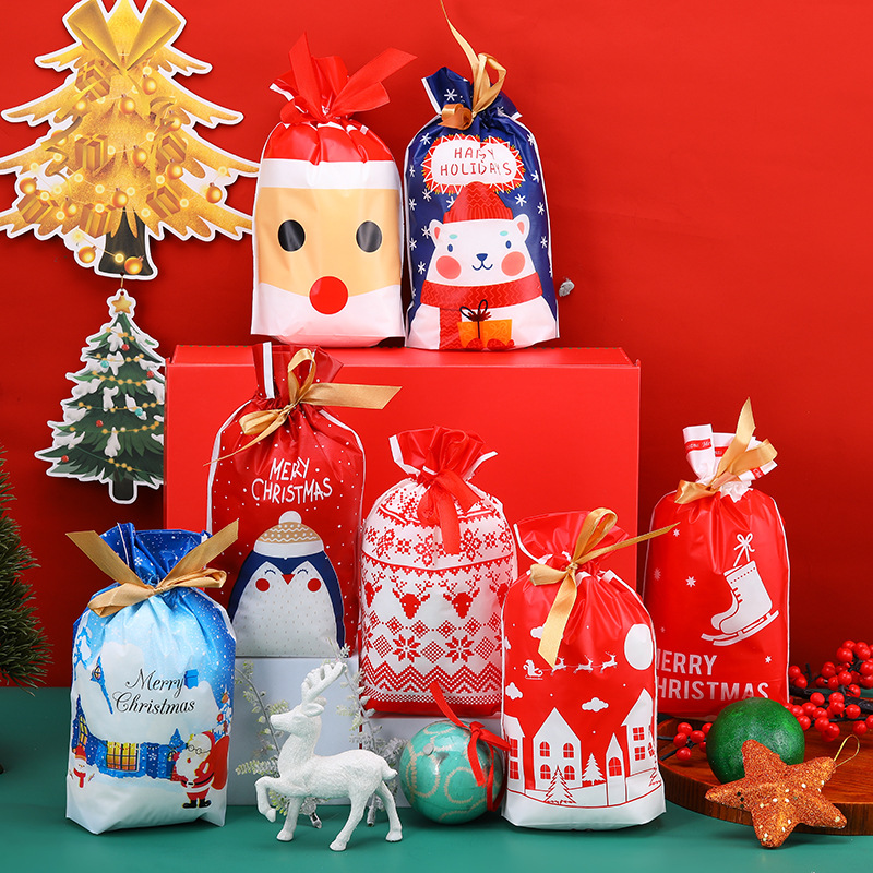 兔耳朵包装袋圣诞节款彩色印花大容量EVA抽绳束口糖果包装收纳袋