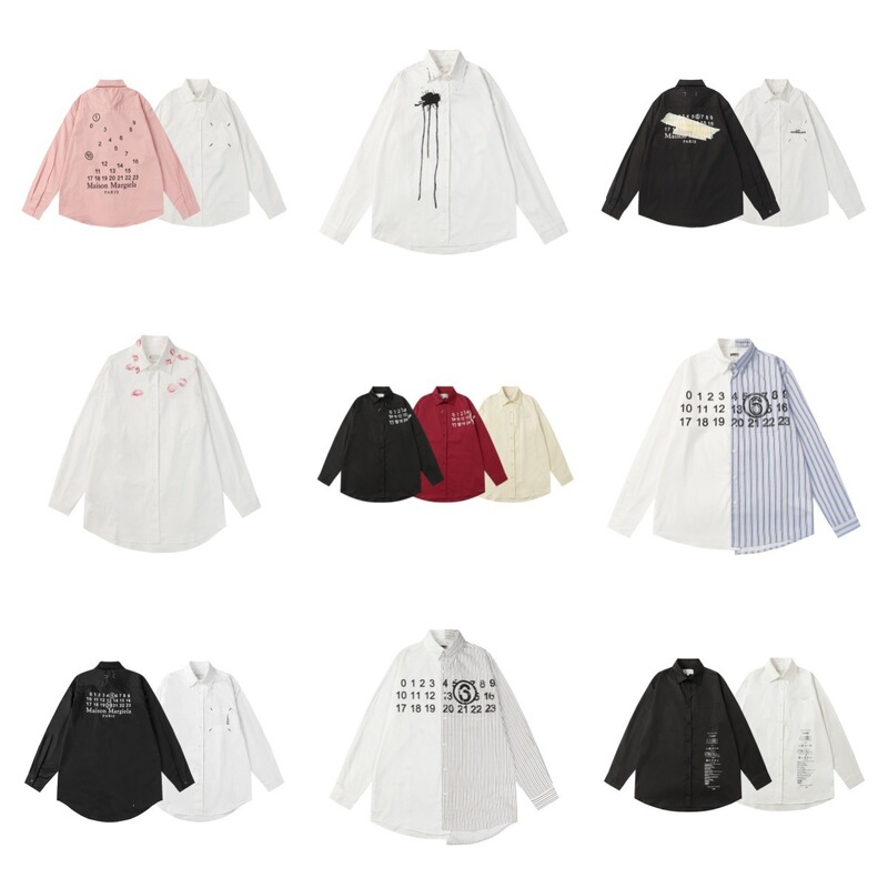 Cross-Border Maison Margiela Mm6 Loose Letter Print Long-Sleeve Shirt for Men and Women