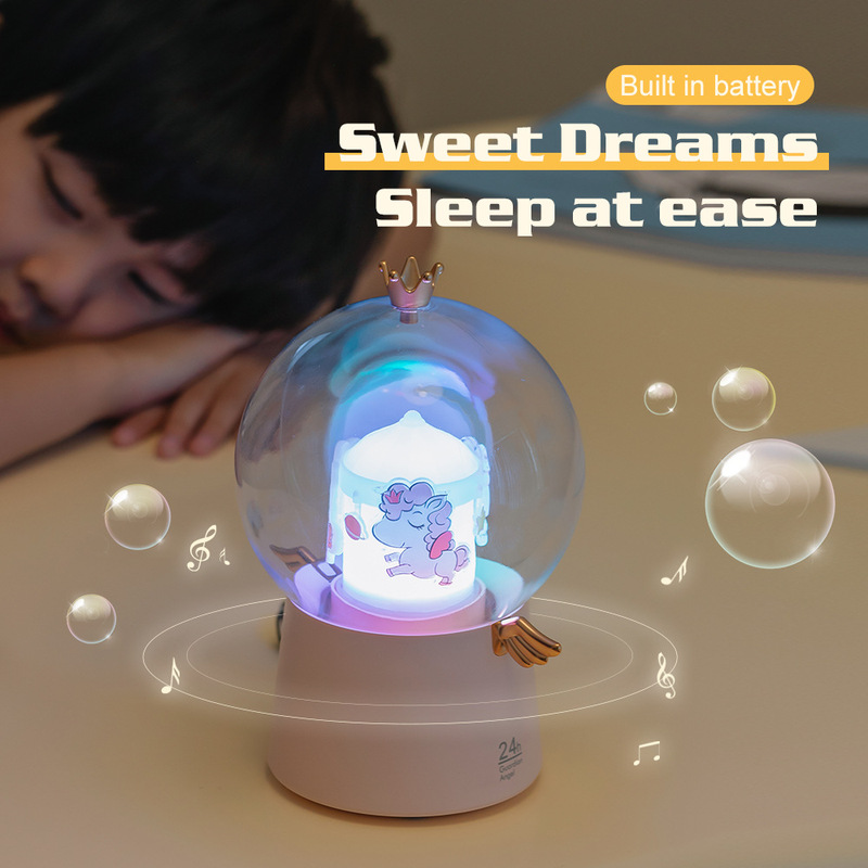 回転トロイの木馬オルゴール創意カラフルな雰囲気の天使の小夜灯寝室のベッドの睡眠夢の子供のプレゼント|undefined