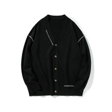 男士秋季新款开衫针织衫男V领百搭外穿线衣休闲外套宽松潮流上衣