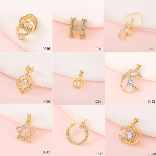  new micro-paved zircon pendant, retro high-end necklace accessories, fashionable and versatile, light luxury pendant