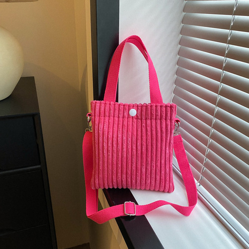 Winter textured corduroy bag handheld small bag for women  new ins fashion crossbody large capacity bucket bag