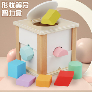 Children's Wooden Color Shape Matching Classification Box Porous Cognitive Equal Building Blocks Intelligence Coin Box Educational Toys