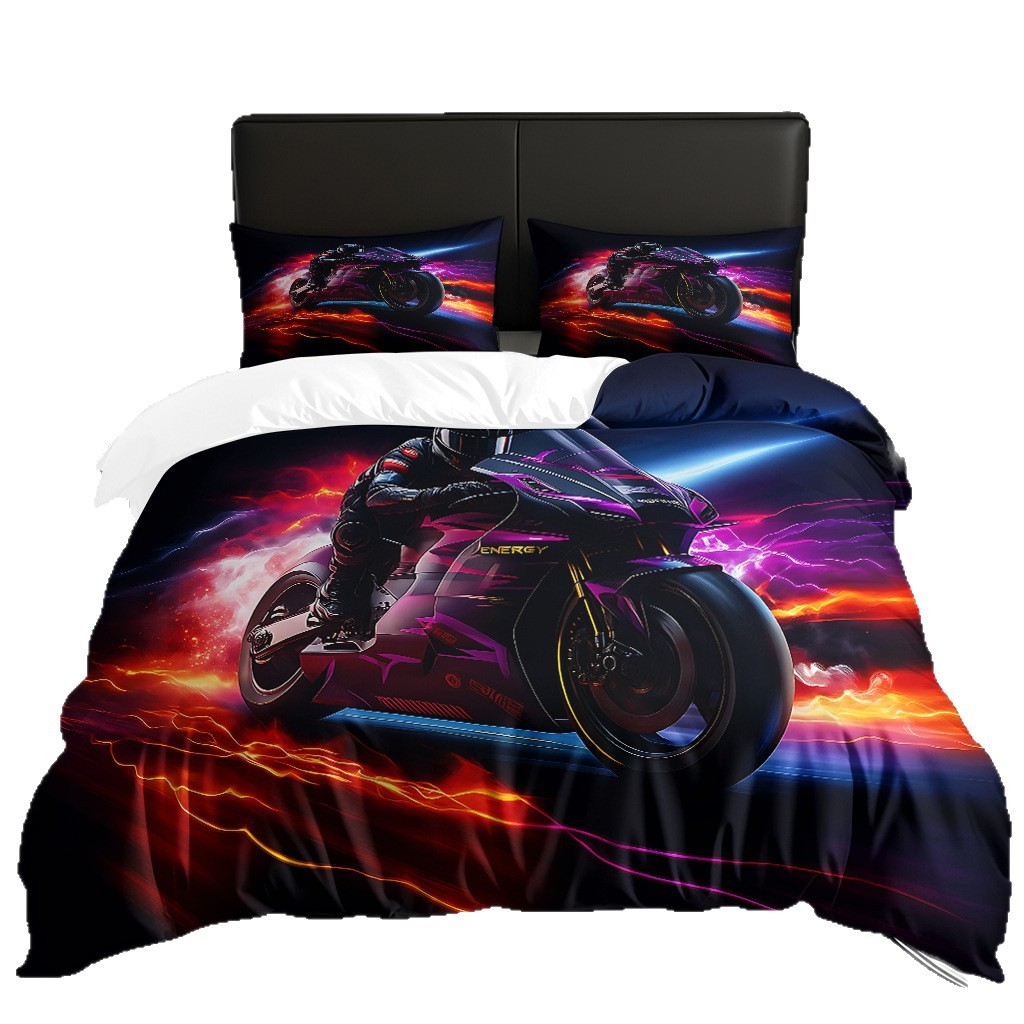 TEMU / JIT hogar transfronterizo motocicleta cool transpirable impresión digital colcha colcha