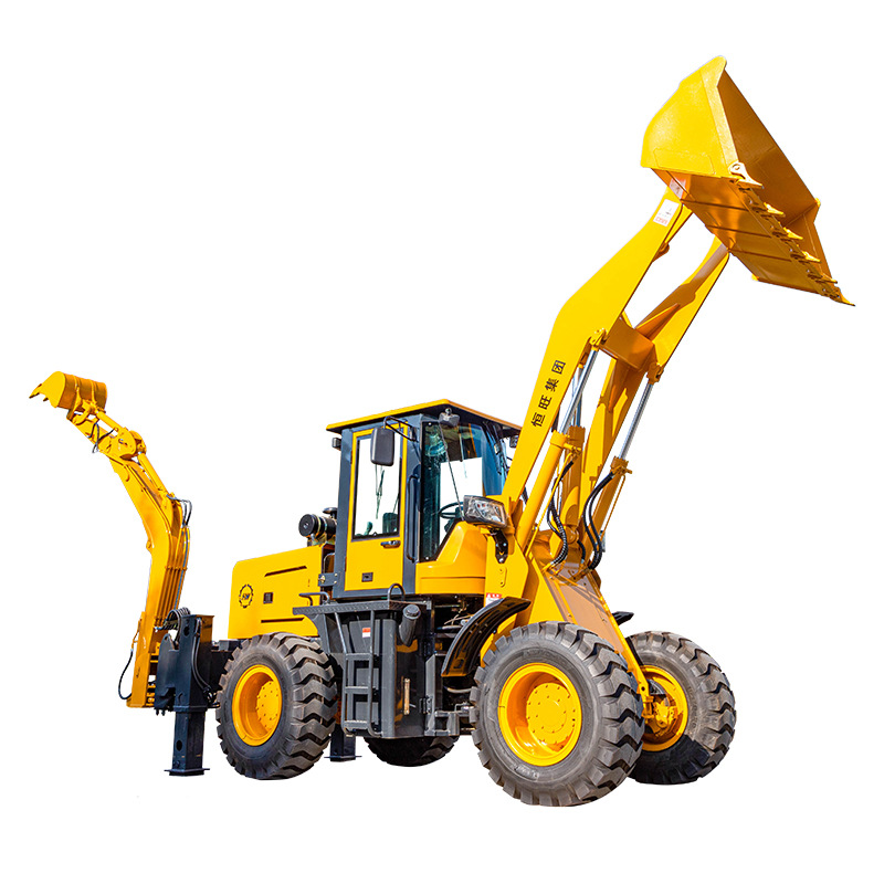 Excavadora multifuncional de dos extremos ocupada, pala delantera, cargadora de carretilla elevadora, brazo telescópico, rueda grande y pequeña, dos extremos ocupados.
