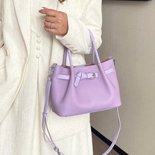 外单高级感女包TOGO牛皮跨境新款真皮百搭斜挎休闲手提褶皱托特包