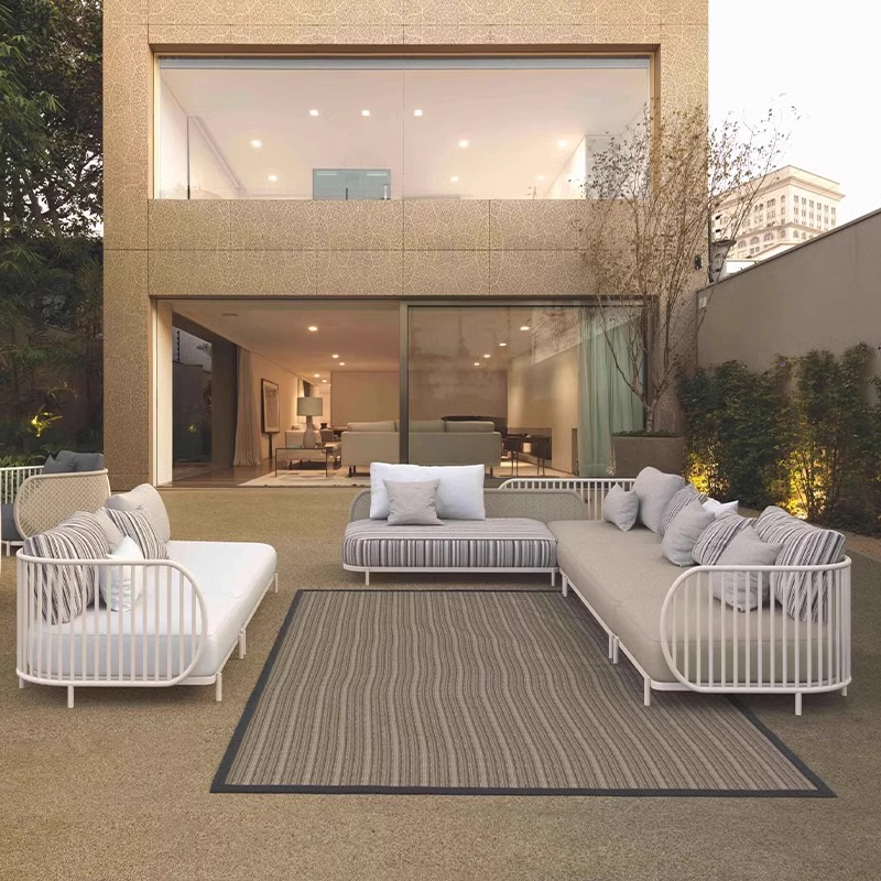 Combinación de sofá al aire libre patio al aire libre villa al aire libre sala de estar hotel famoso hotel club de ocio terraza sofá de caña