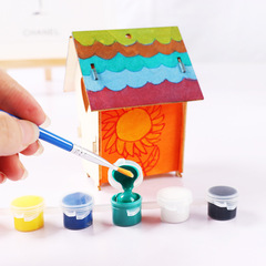 Amazon children's DIY graffiti wooden house wooden bird's nest assembly Christmas ornaments wooden bird's nest cabin decoration