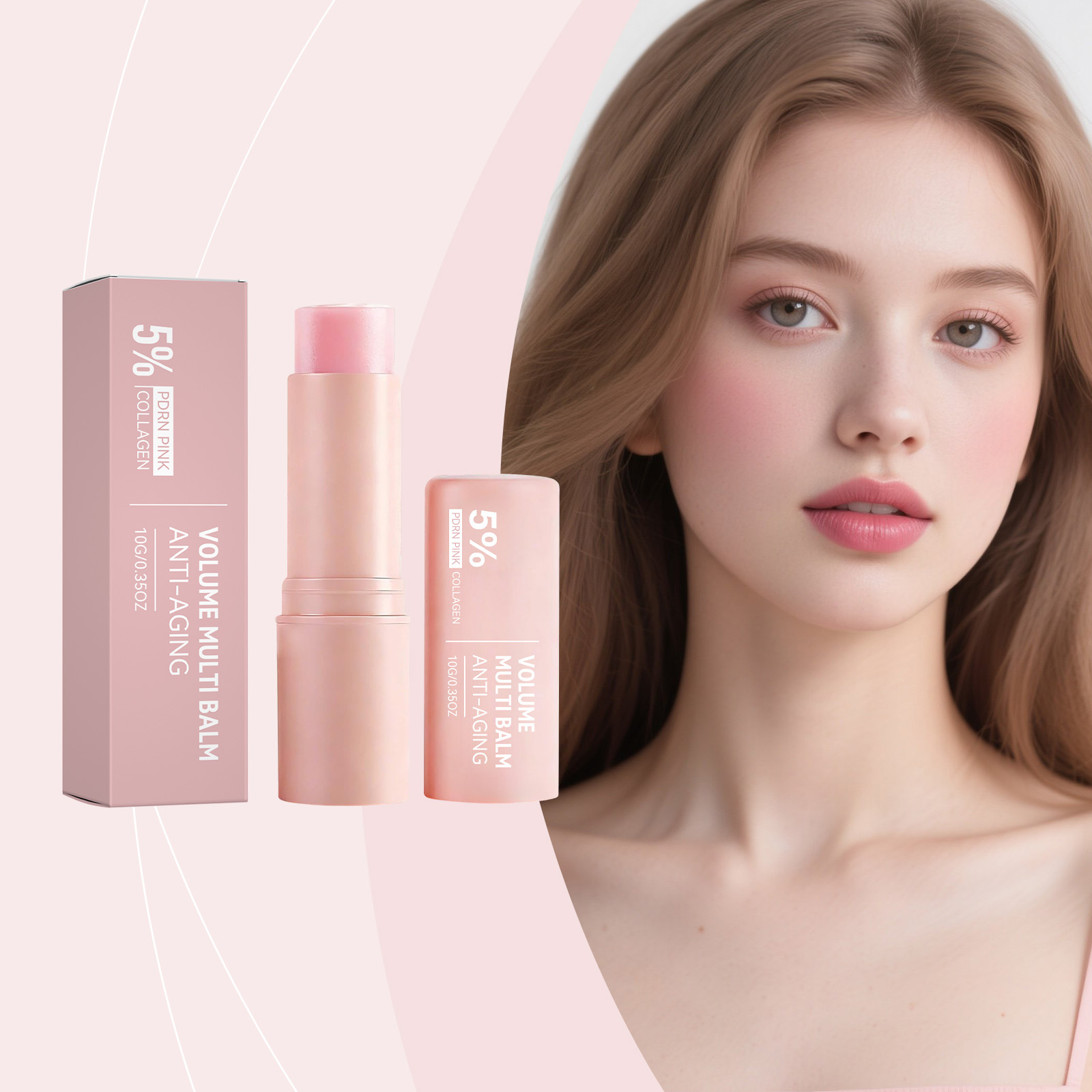Pink Multi-Effect Moisturizing Stick, Gentle Care for Facial Skin, Moisturizing and Softening, Daily Portable Skin Care Stick