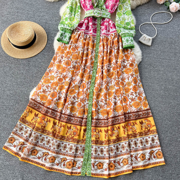Demi-season retro long skirt