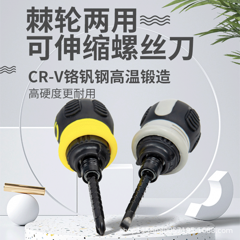 Trinquete de doble propósito destornillador de alta resistencia Cruz palabra mini fuerte magnético telescópico multifuncional destornillador de doble cabeza