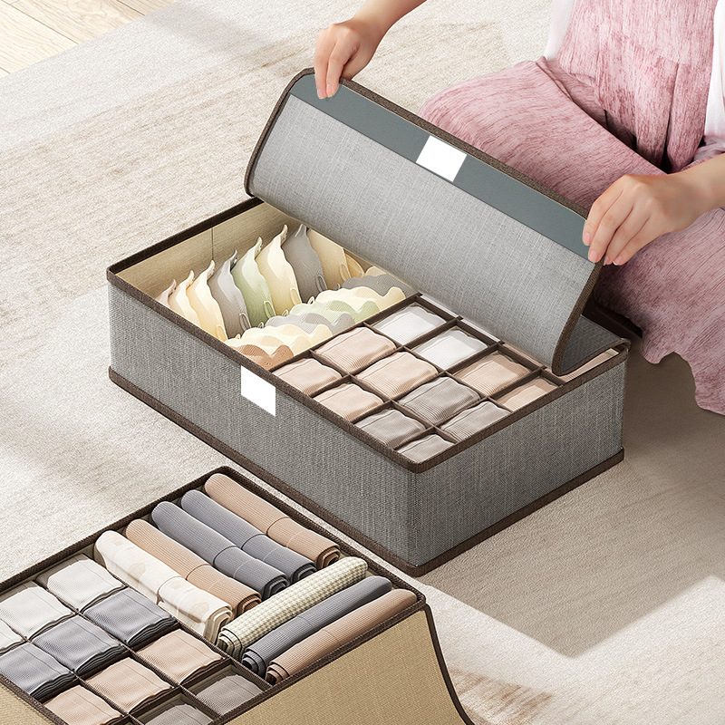 Caja de almacenamiento de ropa interior de tela cajones domésticos calcetines de ropa interior tres en uno caja de organización separada Almacenamiento de armario al por mayor