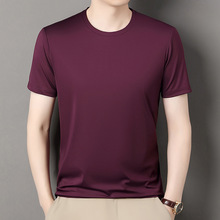 圆领短袖T恤男款夏季休闲凉感垂感顺滑高品质抗皱男装T恤纯色百搭