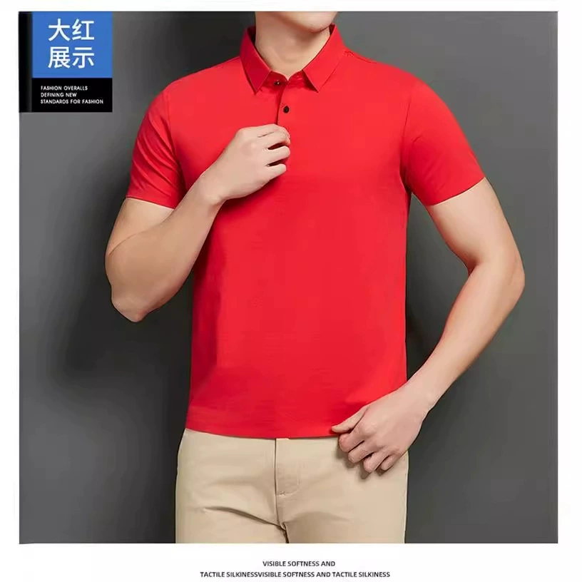 Лед без следов Высококачественная рубашка поло из ледяного шелка для мужчин летняя футболка с лацканом и короткими рукавами для бизнеса рабочая одежда