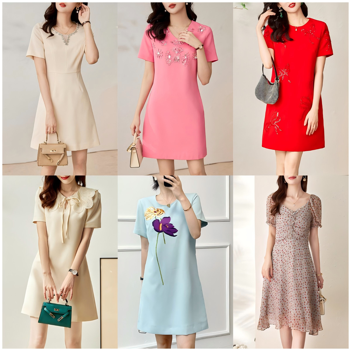 Đầm maxi nữ thắt eo mùa hè tay ngắn — 2301106 - Hạnh
