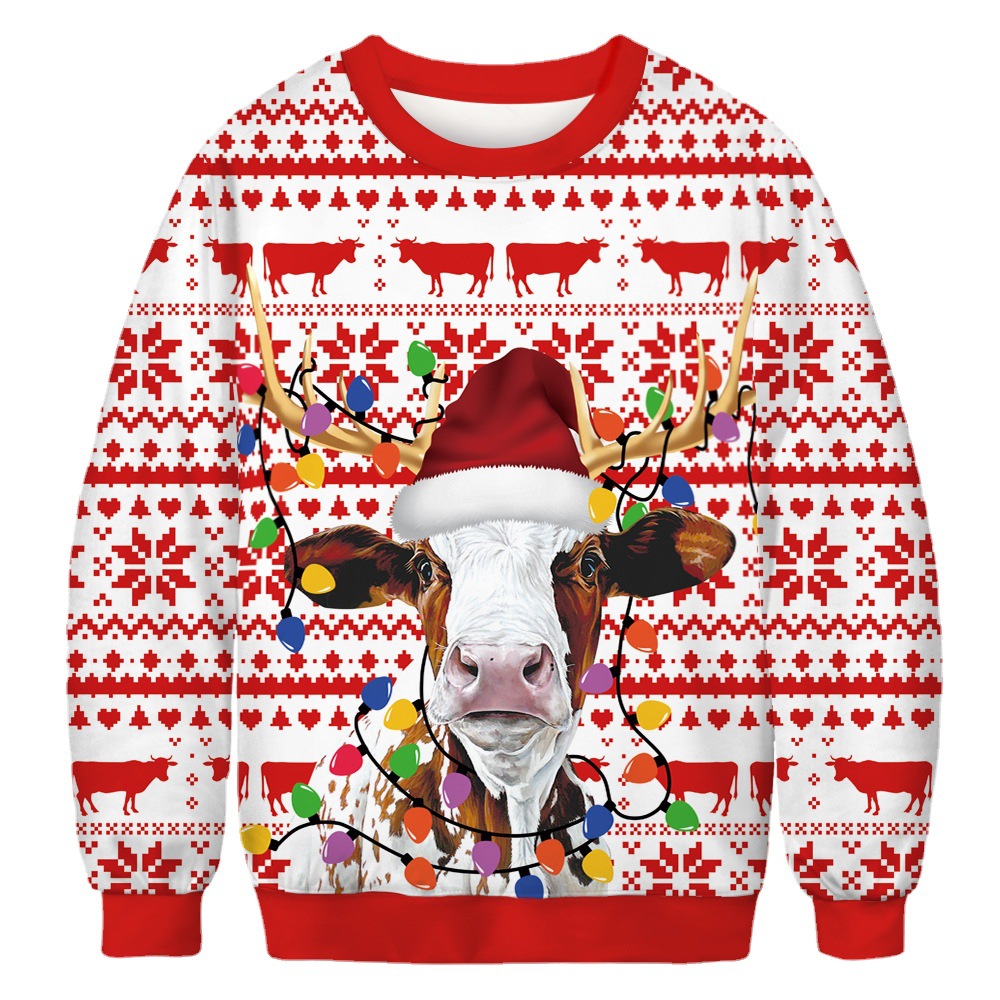 2023 Winter New 3D Digital Printing Men's Round Neck Casual Loose Sweater Pullover Hoodie_voghion.com