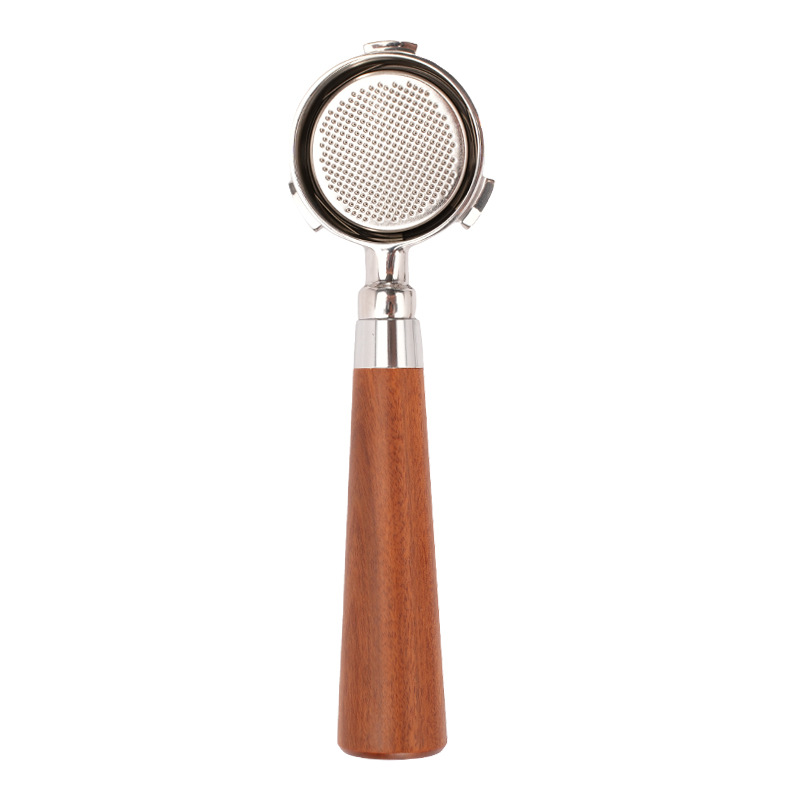 Mango de 51mm adecuado para la máquina de café DeLong de tres orejas mango de madera maciza sin fondo 304 accesorios de extracción de café de acero inoxidable