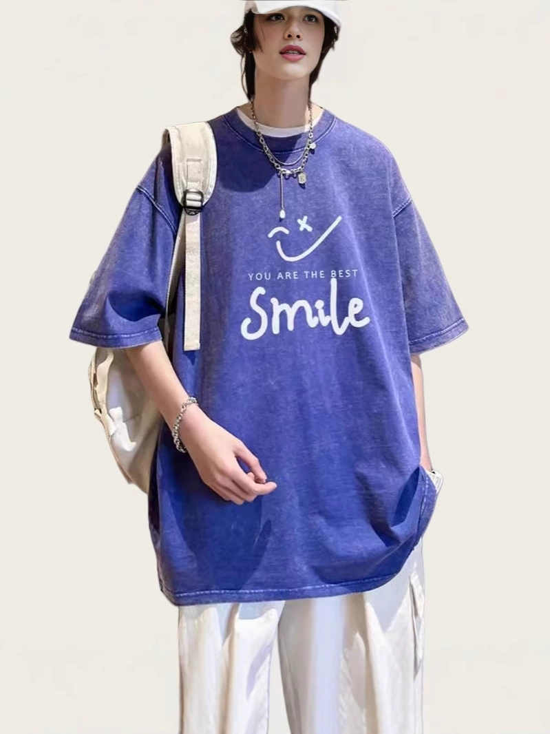 Хлопковая футболка с коротким руqавом, oversize, американский стиль