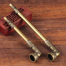 复古黄铜烟杆烟丝用小烟杆浮雕龙头祥云金属烟杆直通无过滤烟丝斗