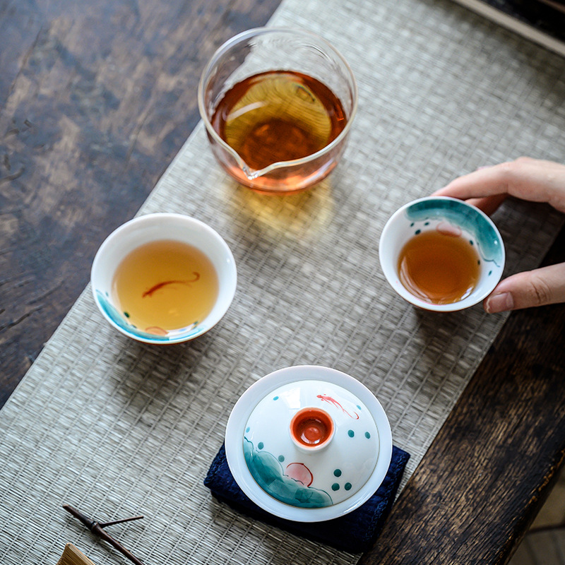Esmalte pintado a mano un tazón dos tazas de viaje expreso portátil traje Kung Fu juego de té portátil burbuja tamaño pequeño mini pequeño cubierta tazón