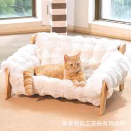 跨境宠物猫咪床可拆洗猫床木制室内高架猫床实木猫咪狗狗沙发床