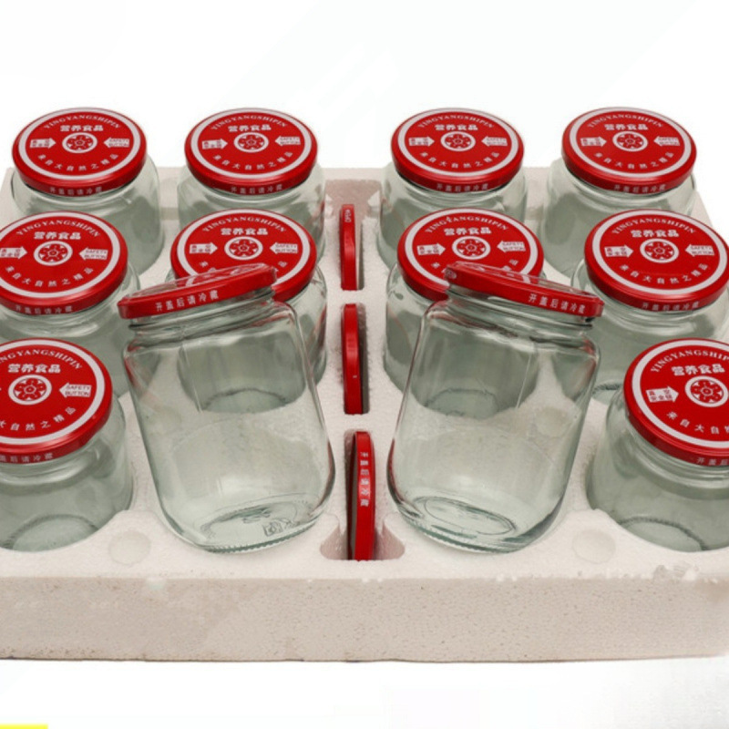 High-Temperature Resistant Canning Jars, Empty Bottles for Tomato Sauce, Sealed Glass Jars for Storage and Portioning, Food-Grade Empty Bottles with Lids, Round Bottles
