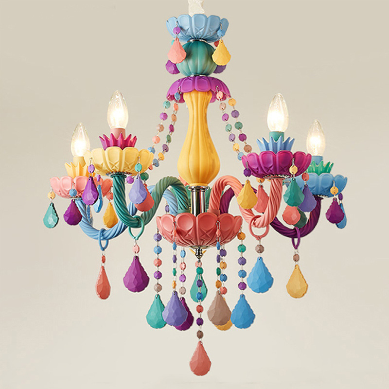 Macaron Chandelier European Style Children's Room Bedroom Crystal Lamp Princess Room Lamp Simple and Warm Cafe Restaurant Lamp Macaron Chandelier European Style Children's Room Bedroom Crystal Lamp Princess Room Lamp Simple and Warm Cafe Restaurant Lamp