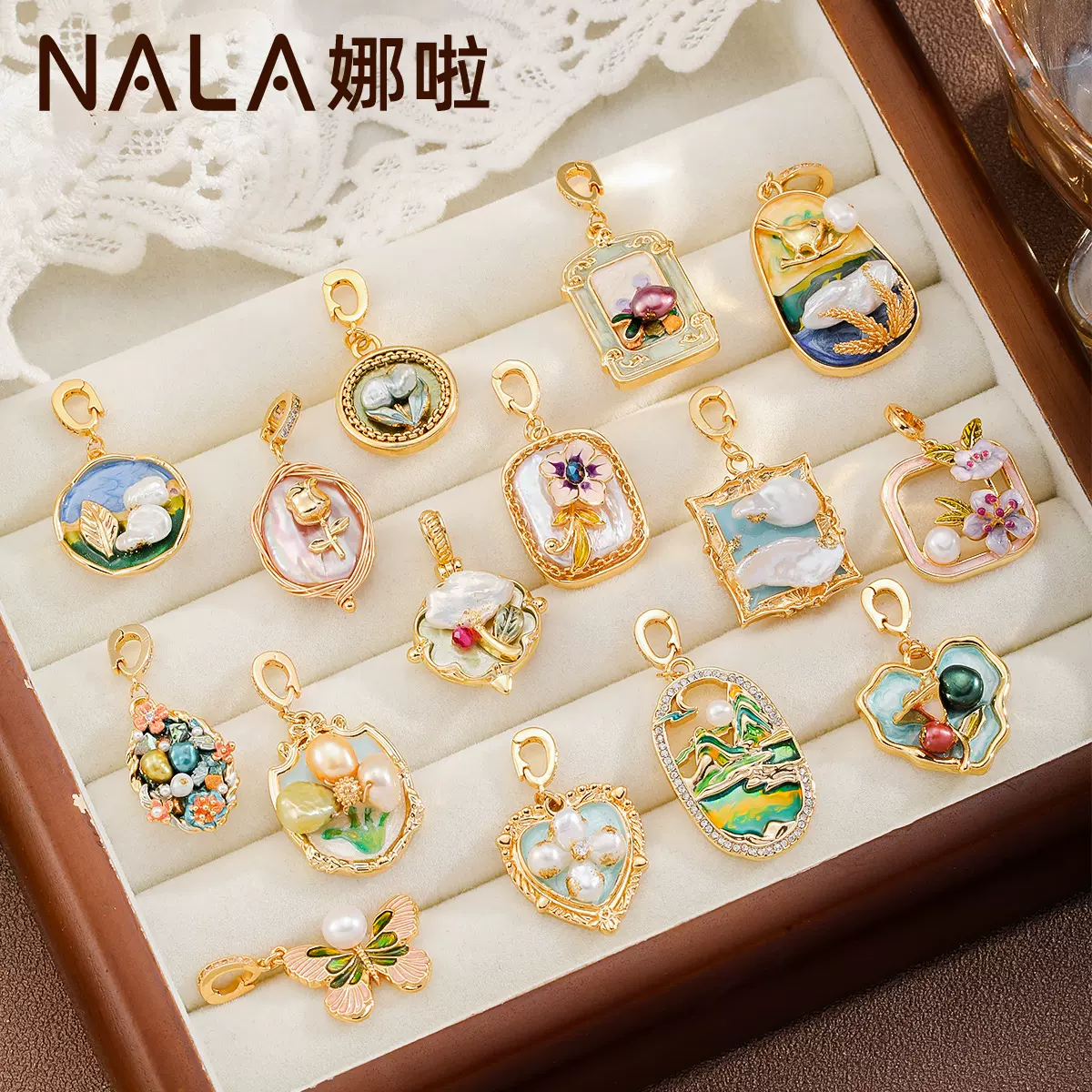 NALA娜啦彩绘滴釉万能扣项链吊坠时尚百搭高级感轻奢万能扣吊坠