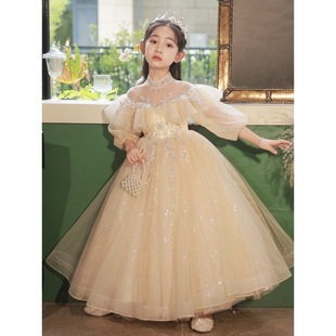 High-end girls' dress flower girl little girl piano costume children's 10th birthday party princess dress host