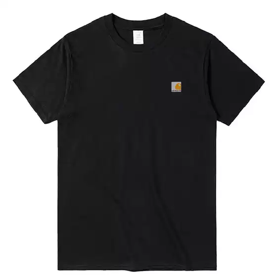 Khaki Washed Distressed Vintage Small Logo Classic Loose Cotton Unisex Couple Short Sleeve T-Shirt