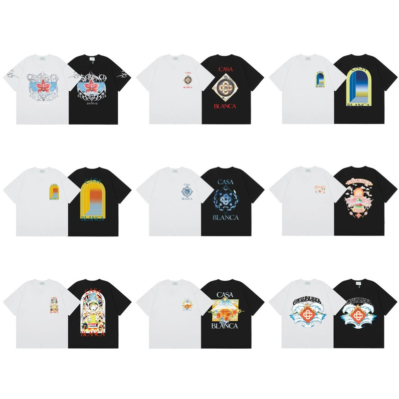 Cross-Border Exclusive Supply of Casablanca American Fashion Brand Digital Printed Loose Round Neck Pure Cotton Short-Sleeved T-Shirt Couple Style 5