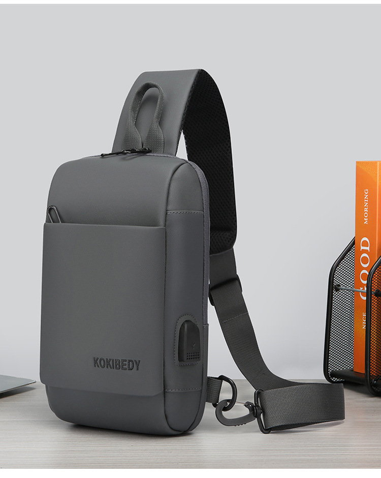 USB charging port bag, fashionable single-shoulder crossbody bag, cross-border wholesale men's chest bag, multi-functional sports chest backpack undefined