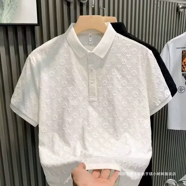 Летнее модное поло, футболка, Slim Fit, с коротким рукавом, воротник стойка